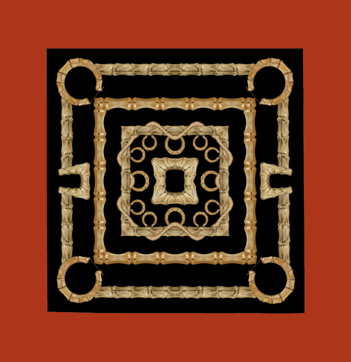 'Bamboo Banga' Satin Silk Square Scarf