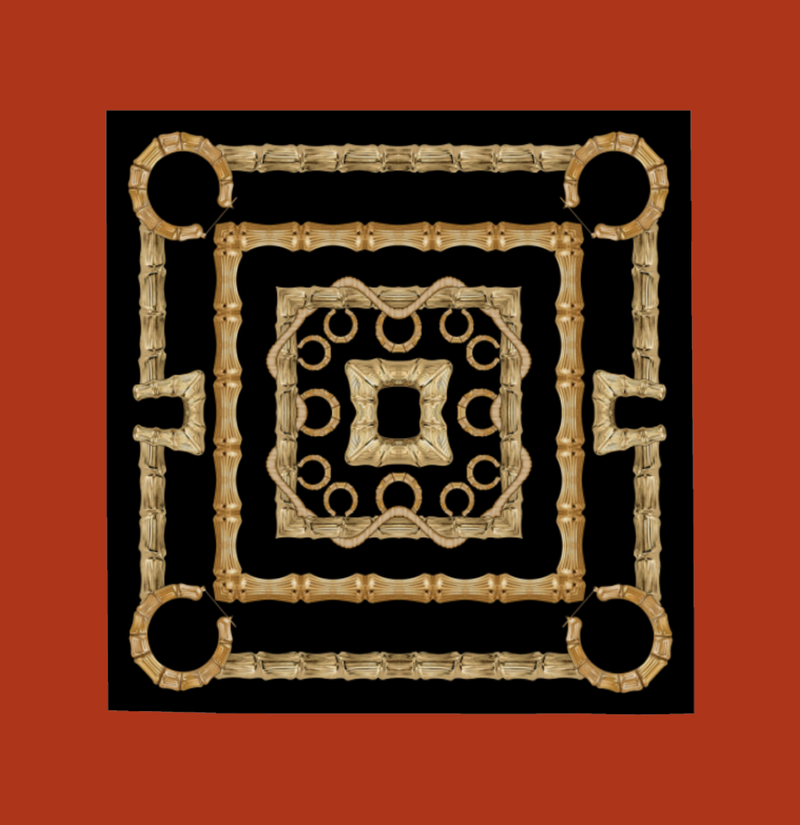 'Bamboo Banga' Satin Silk Square Scarf