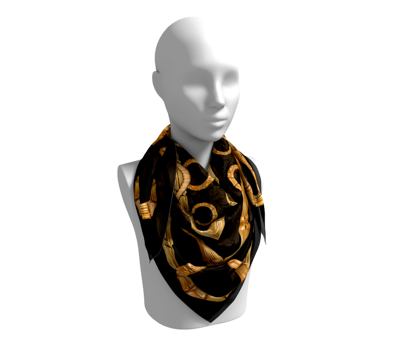 'Bamboo Banga' Satin Silk Square Scarf