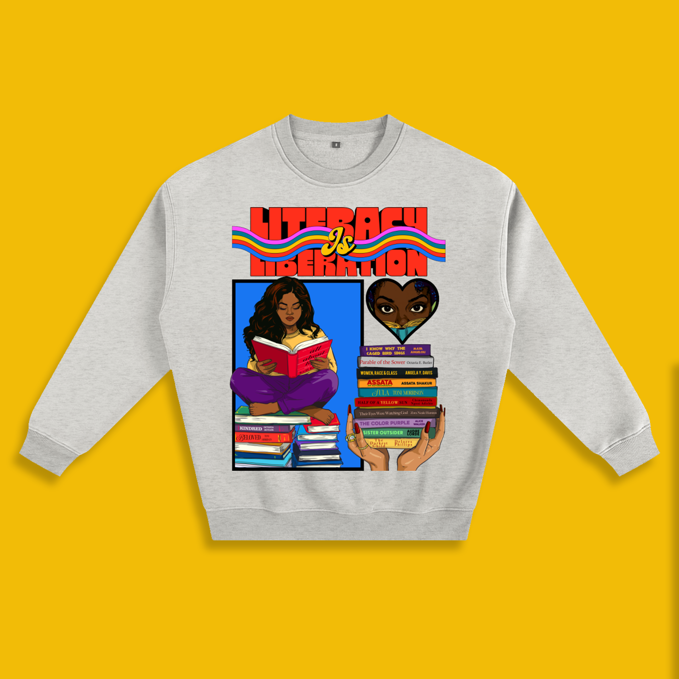 'Literacy Is Liberation' Vintage Wash Fleece Crewneck