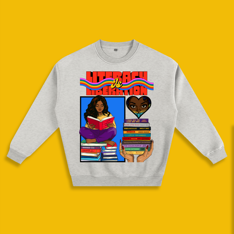 'Literacy Is Liberation' Vintage Wash Fleece Crewneck