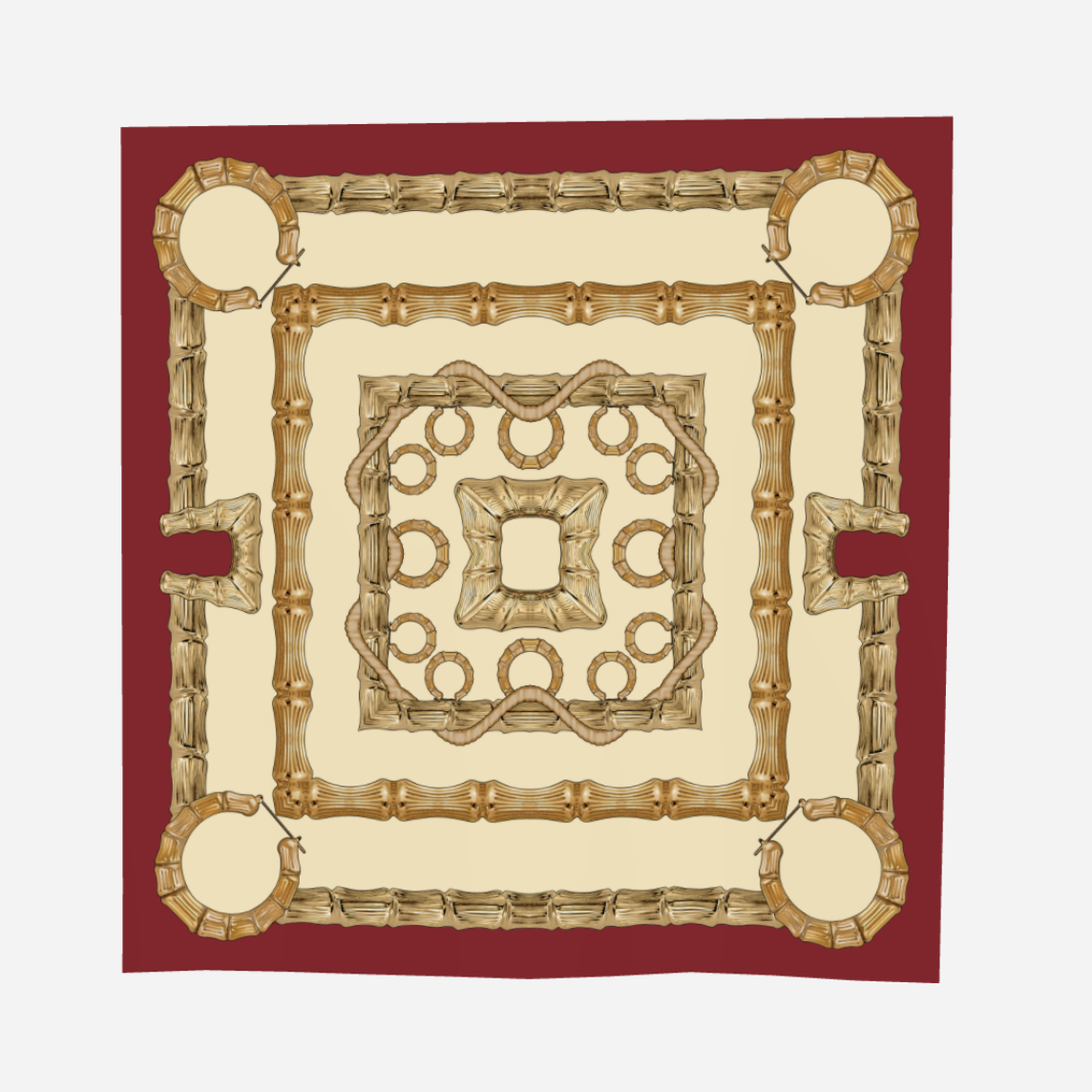 'Bamboo Banga' Satin Silk Square Scarf