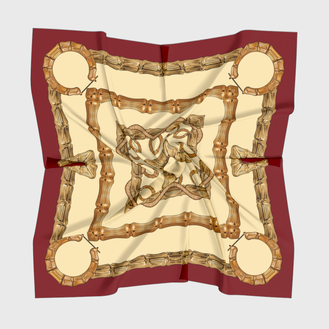 'Bamboo Banga' Satin Silk Square Scarf