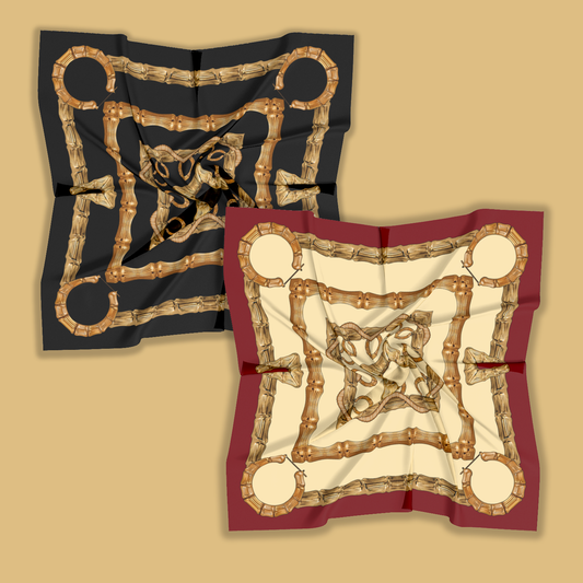 'Bamboo Banga' Satin Silk Square Scarf